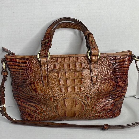 Brahmin Asher Toasted Almond Crocodile Embossed Satchel Shoulder Bag - Picture 5 of 14